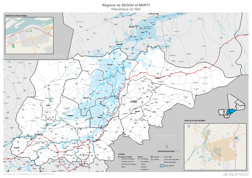 Régions De SEGOU Et MOPTI République Du Mali P! !