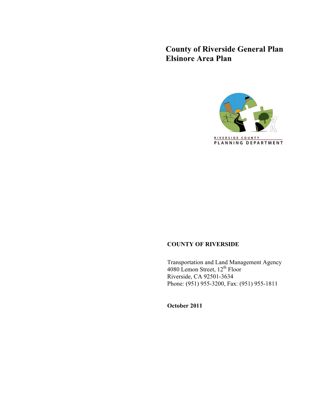 County of Riverside General Plan Elsinore Area Plan