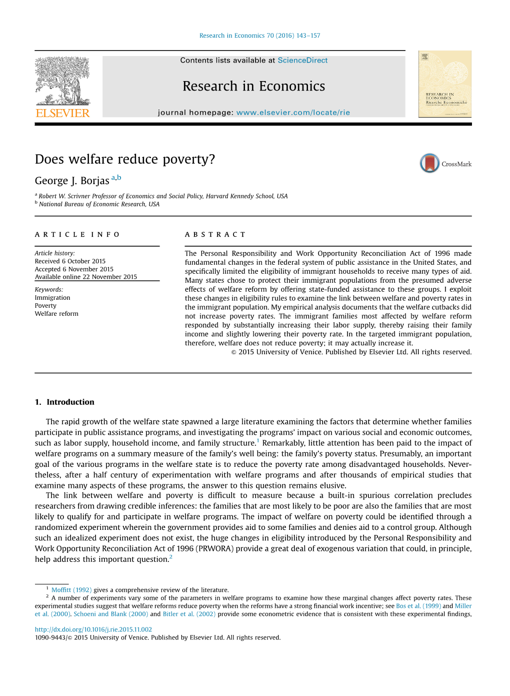 Does Welfare Reduce Poverty?