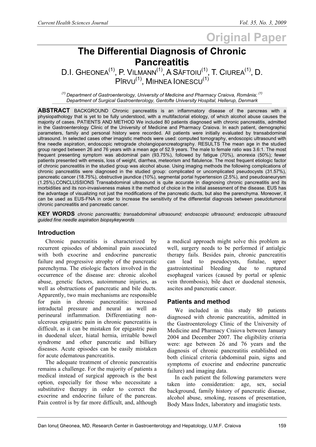 Download PDF the Differential Diagnosis of Chronic Pancreatitis