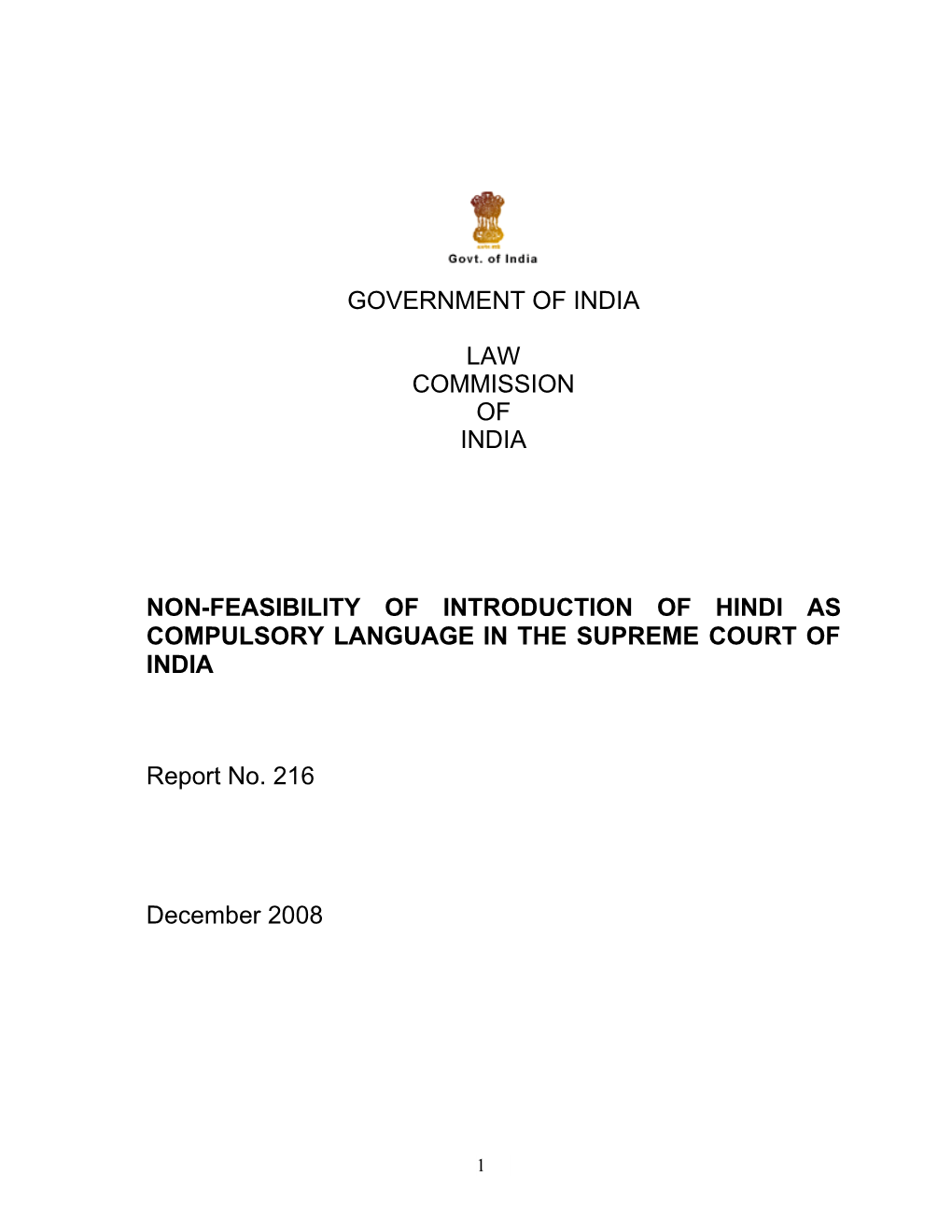 216Th Report on Non-Feasibility Of