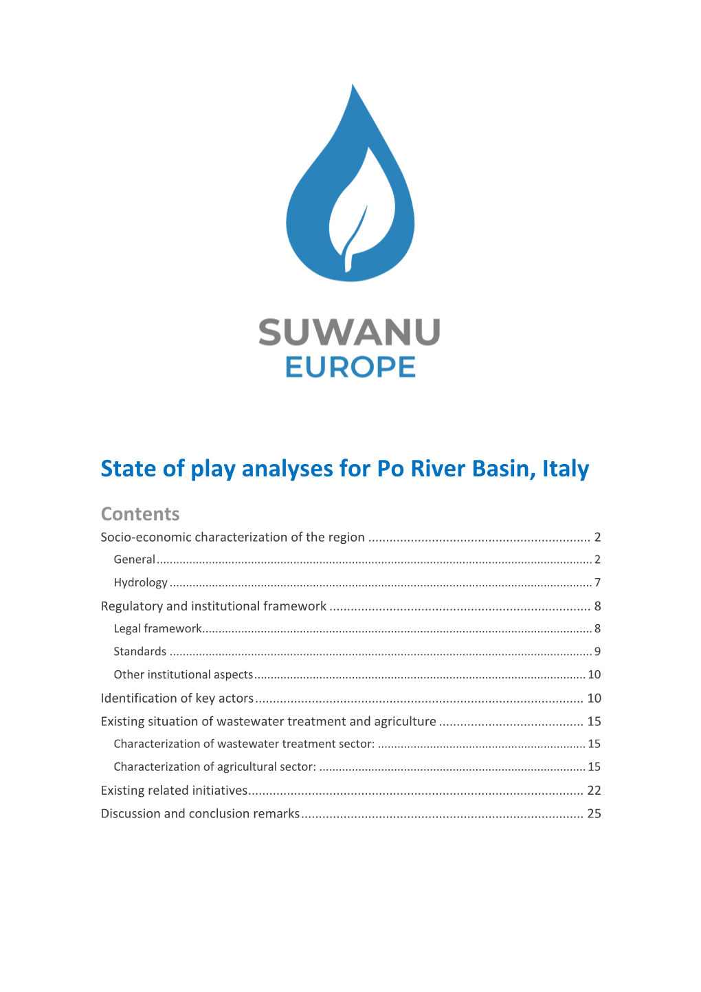 State of Play Analyses for Po River Basin, Italy