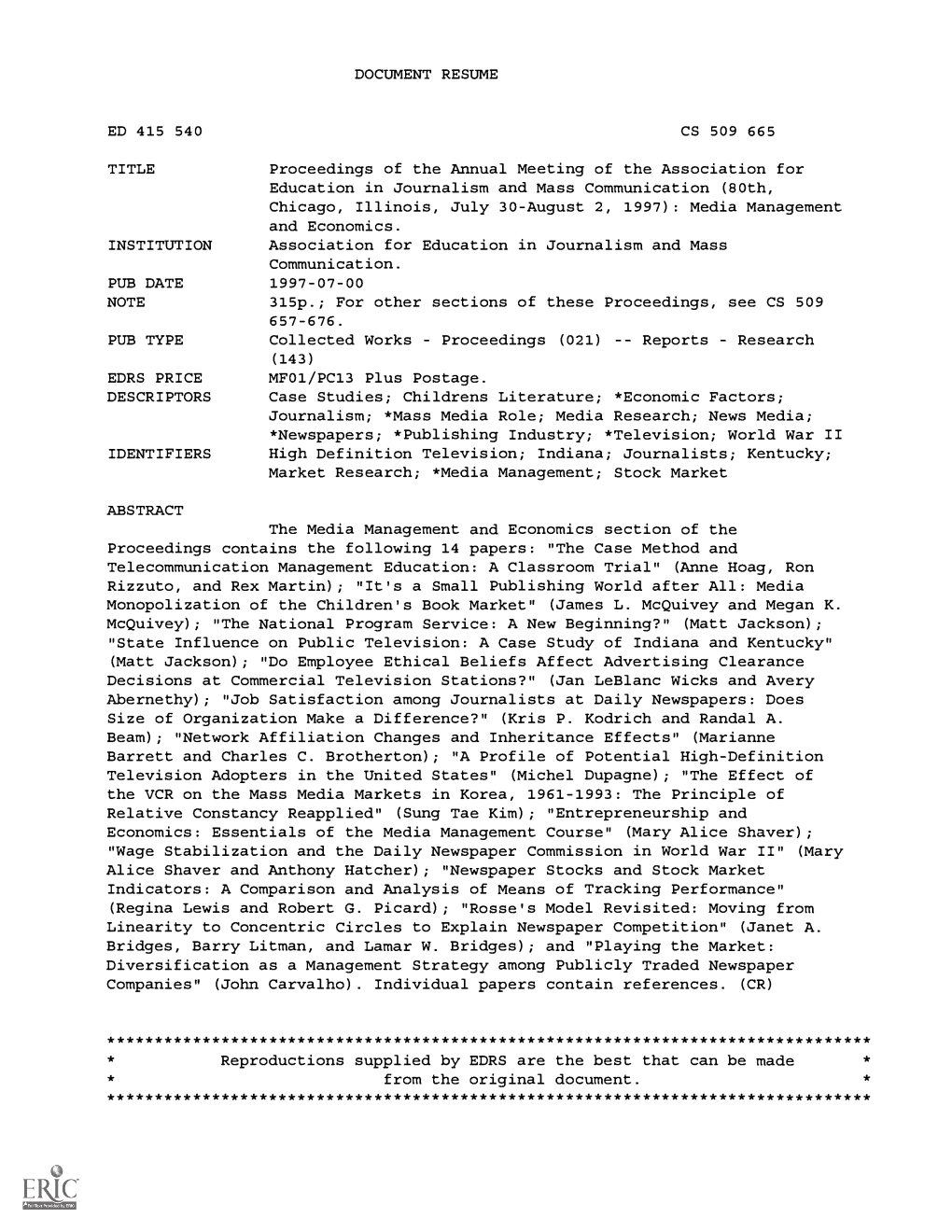 DOCUMENT RESUME Proceedings of the Annual Meeting of The