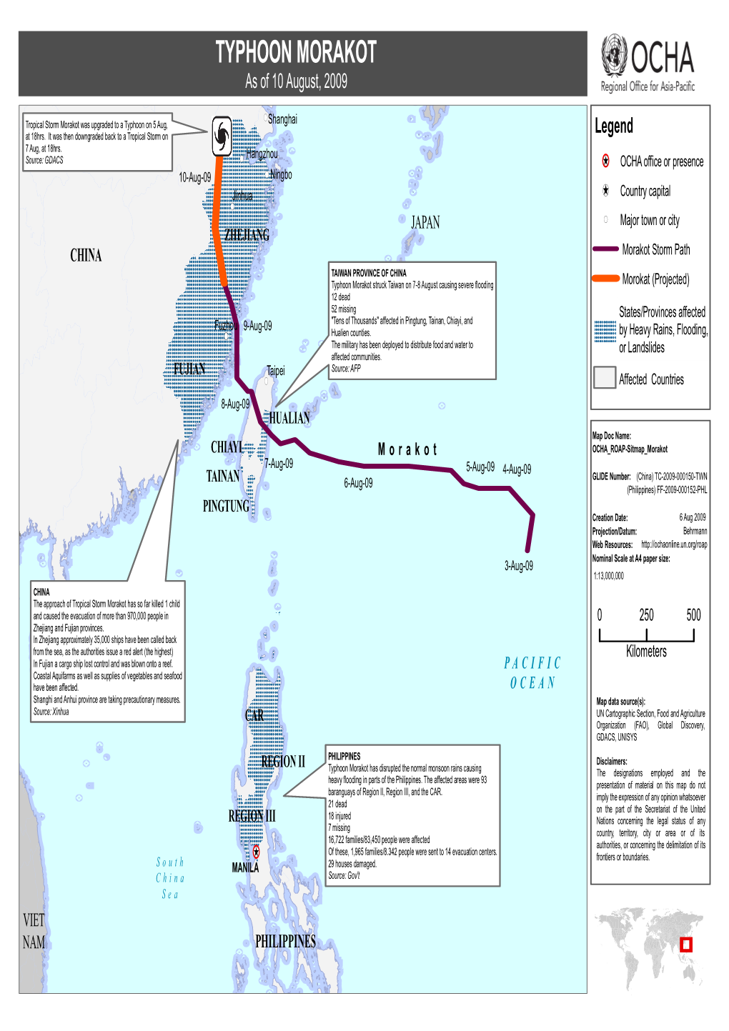 TYPHOON MORAKOT As of 10 August, 2009