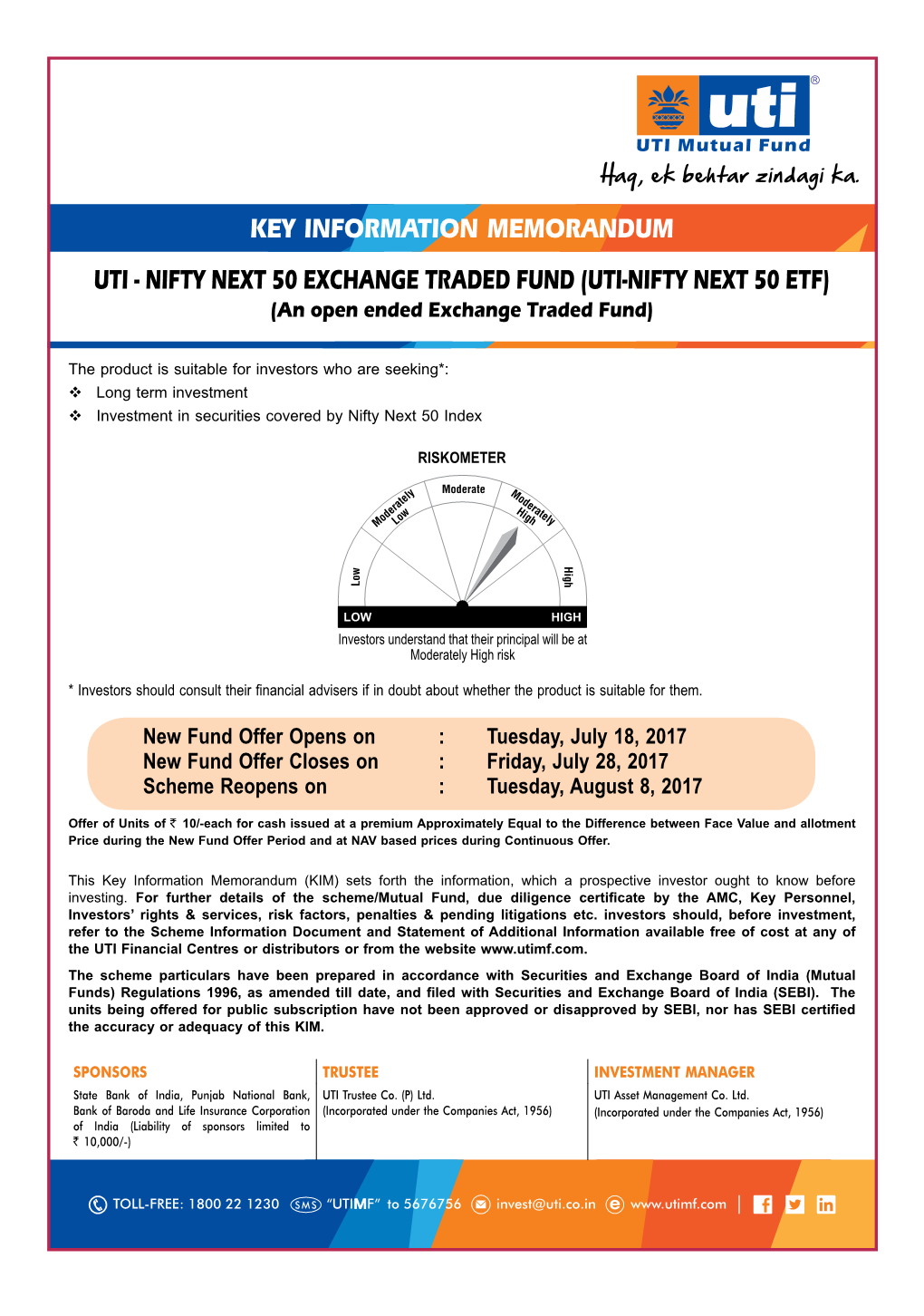 UTI-Nifty Next 50 ETF) (An Open Ended Exchange Traded Fund)