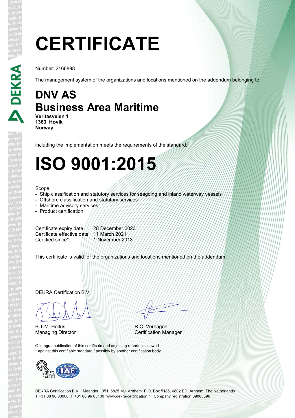 ISO 9001 Certificate