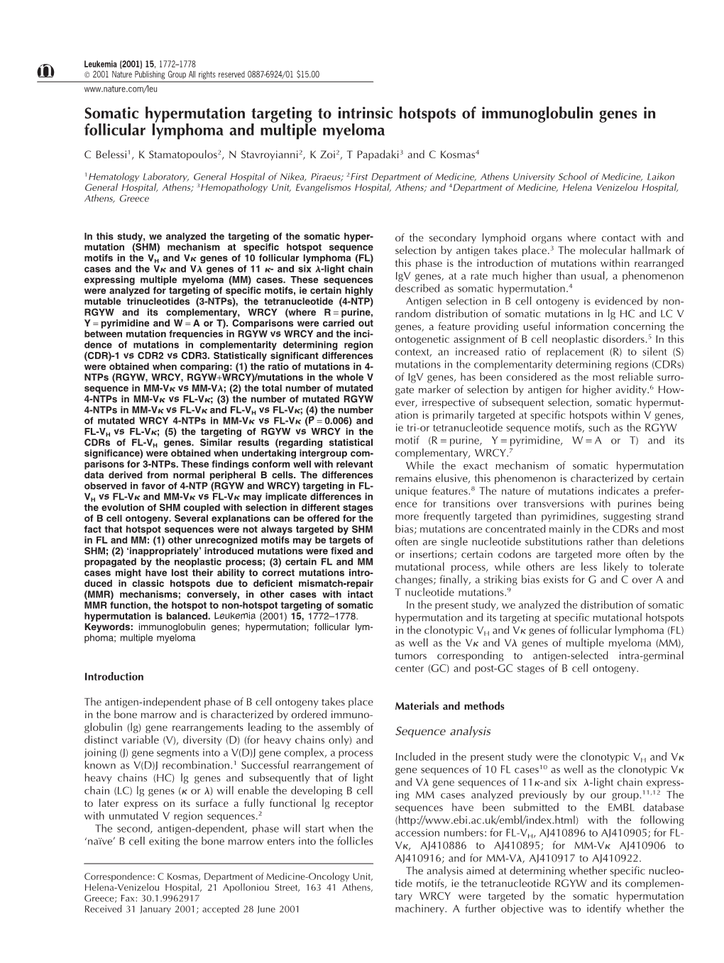 Somatic Hypermutation Targeting to Intrinsic Hotspots of Immunoglobulin