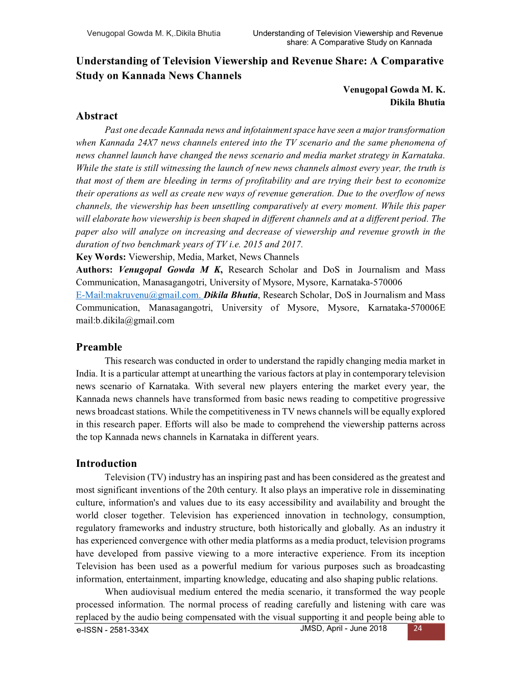 A Comparative Study on Kannada News Channels Abstract Preamble Introdu