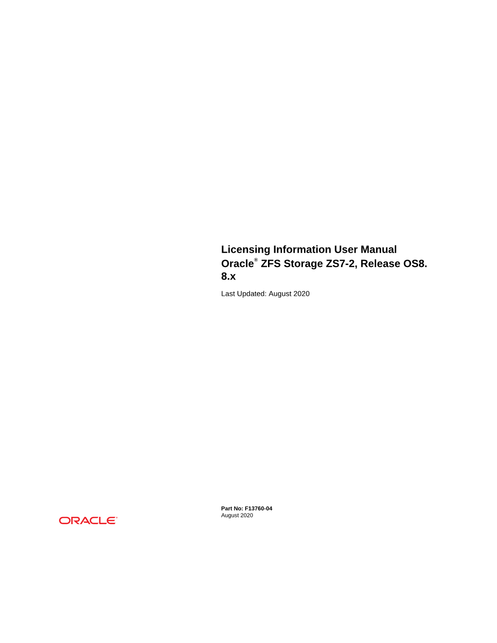 Licensing Information User Manual Oracle® ZFS