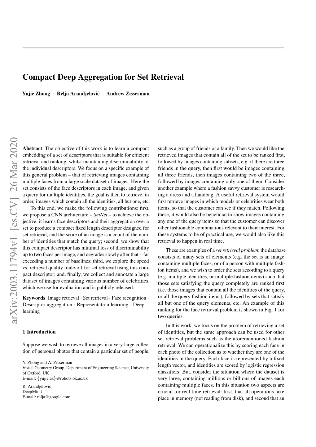 Compact Deep Aggregation for Set Retrieval