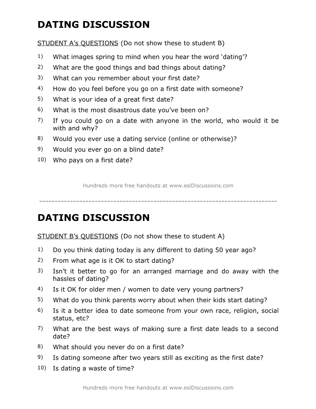 ESL Conversation Lesson on Dating