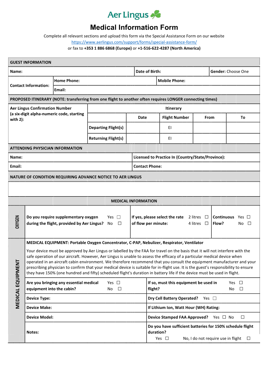 Medical Information Form