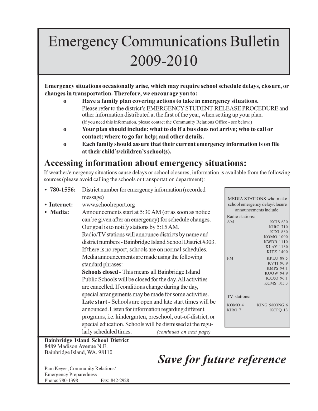 Emergency Communications Bulletin 2009-10.Pmd