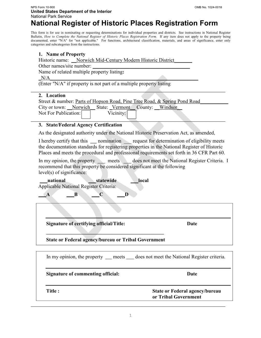 National Register of Historic Places Registration Form