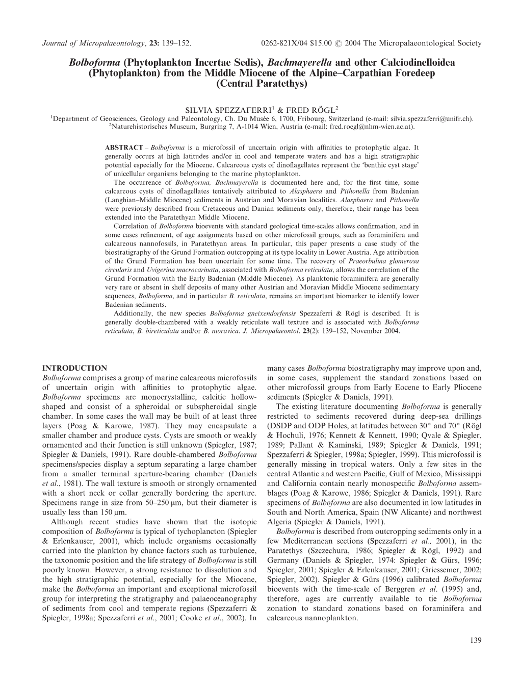 Phytoplankton) from the Middle Miocene of the Alpine–Carpathian Foredeep (Central Paratethys