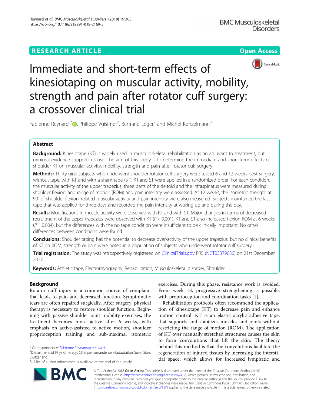 Immediate and Short-Term Effects of Kinesiotaping on Muscular Activity