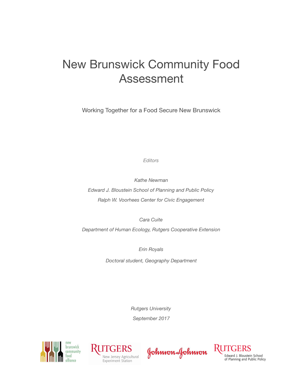 New Brunswick Community Food Assessment