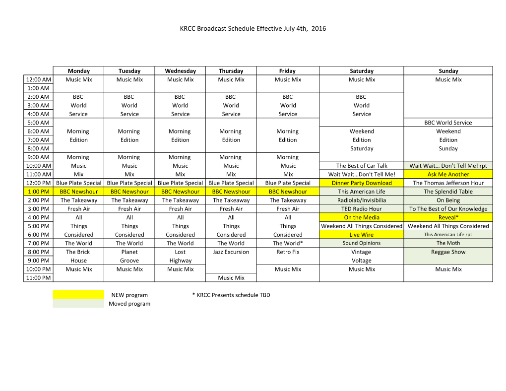 KRCC Schedule 7.16