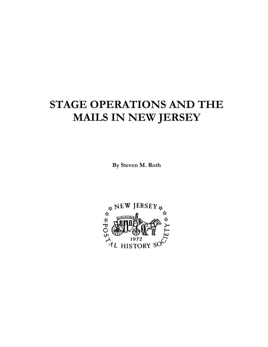 Stage Operations and the Mails in New Jersey