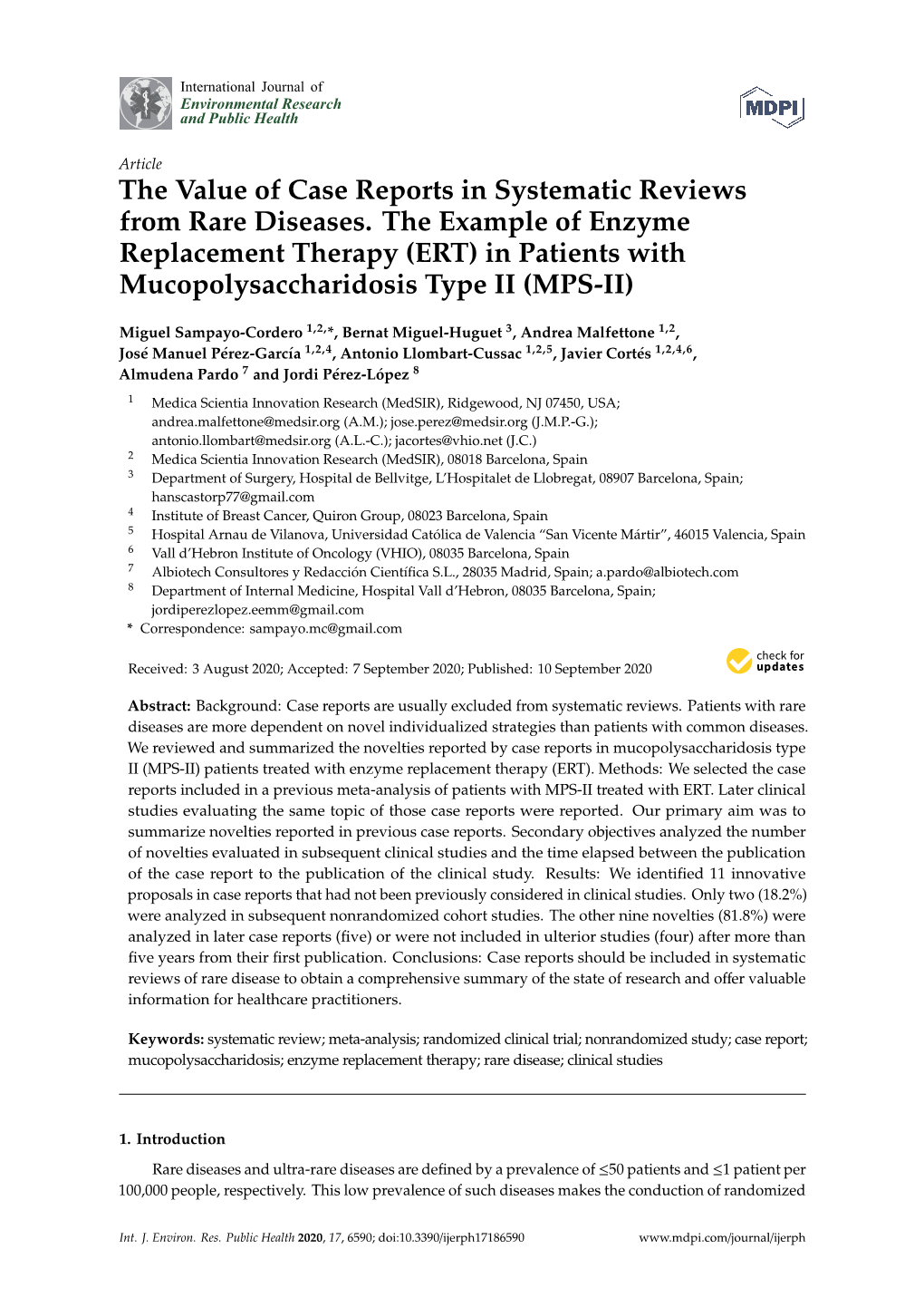 The Value of Case Reports in Systematic Reviews from Rare Diseases