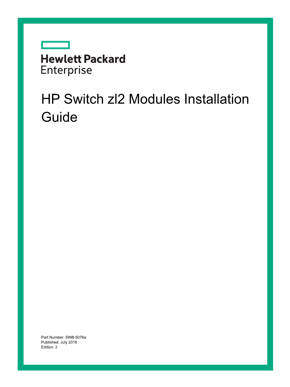 HP Switch Zl2 Modules Installation Guide