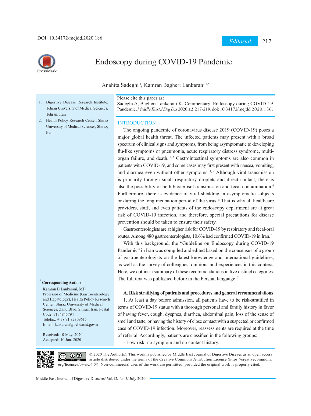 Endoscopy During COVID-19 Pandemic