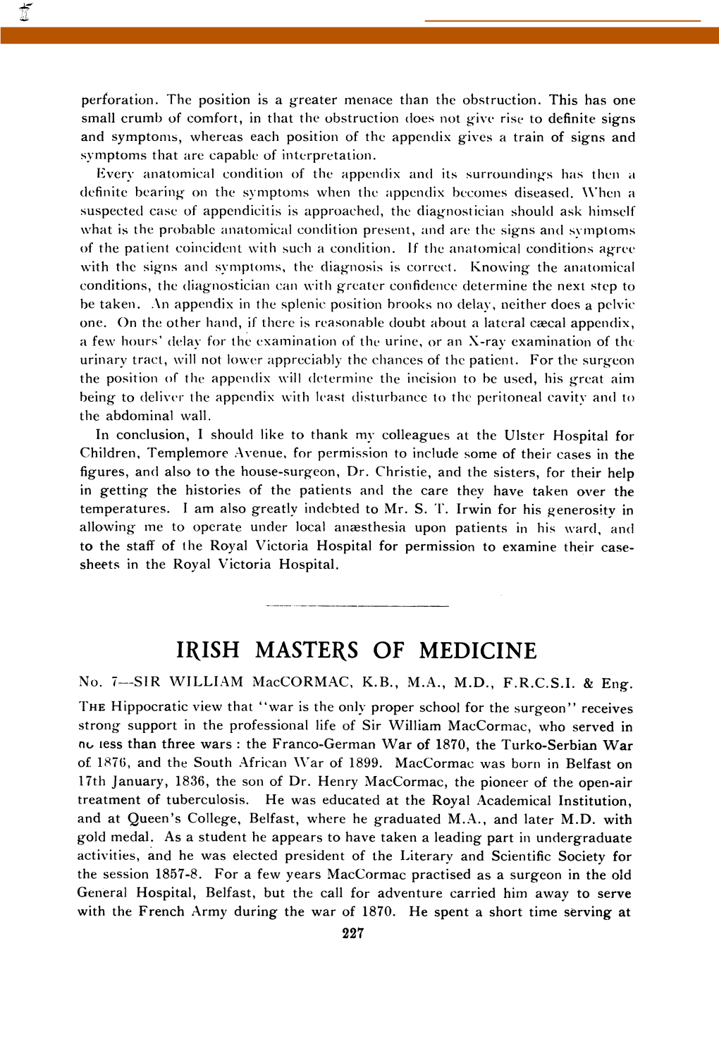 IRISH MASTERS of MEDICINE No