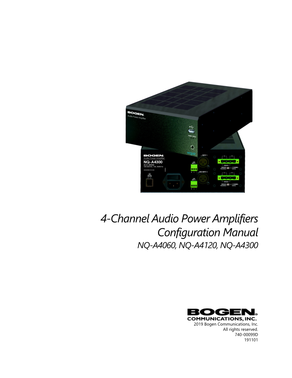 NQ-A4060, NQ-A4120, NQ-A4300 4 Channel Audio Power Amplifiers