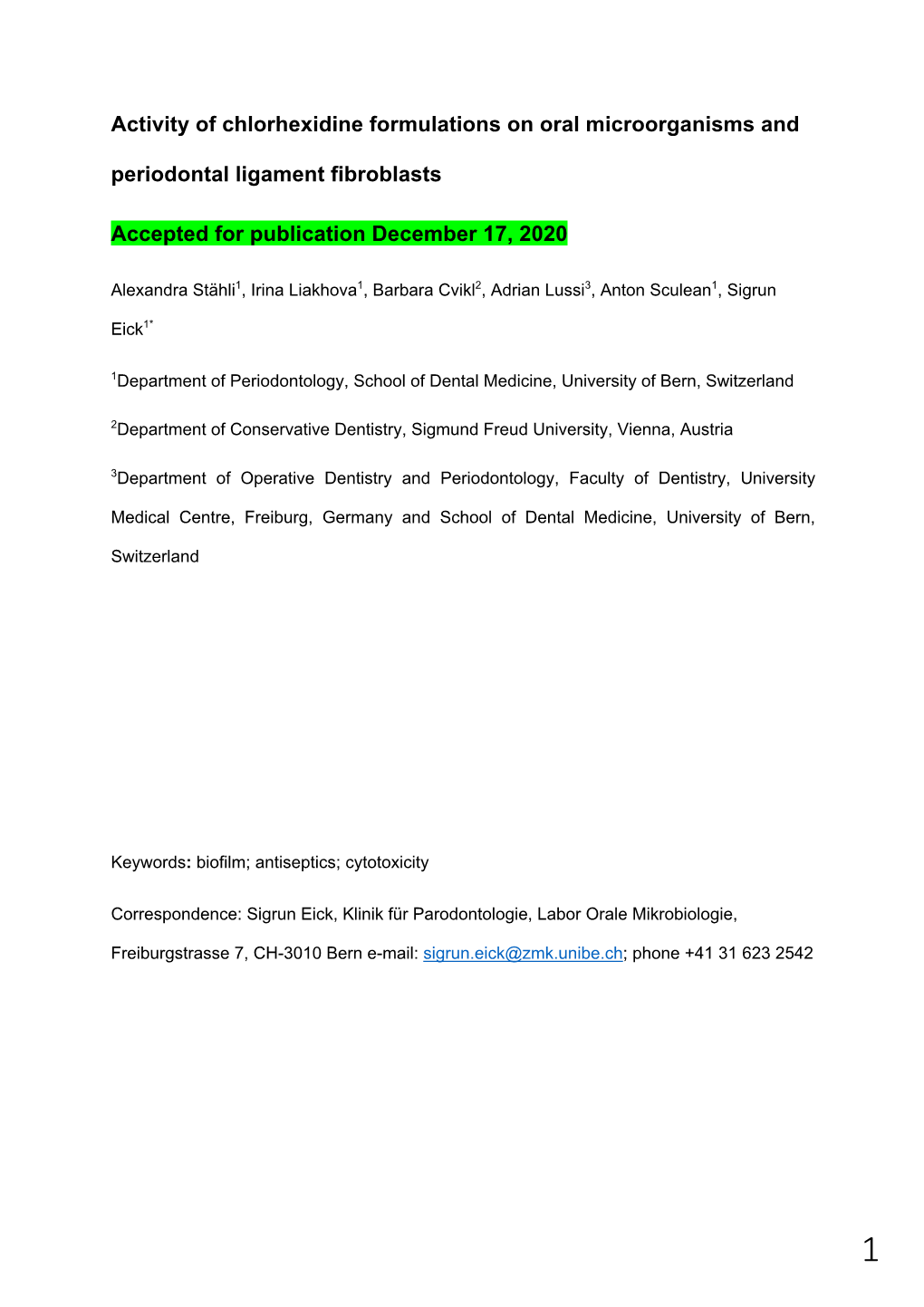 Activity of Chlorhexidine Formulations on Oral Microorganisms and Periodontal Ligament Fibroblasts