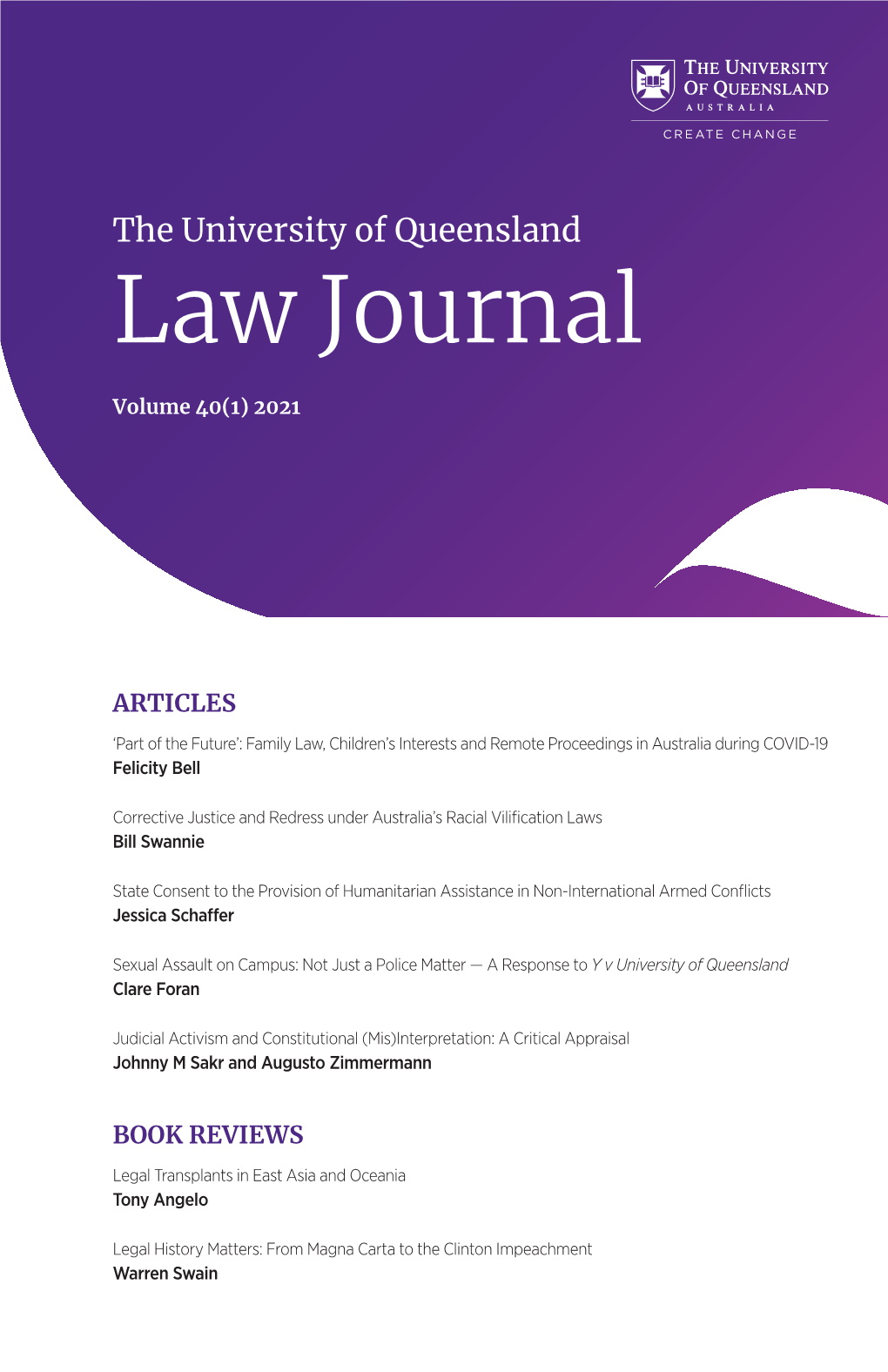 The University of Queensland Law Journal