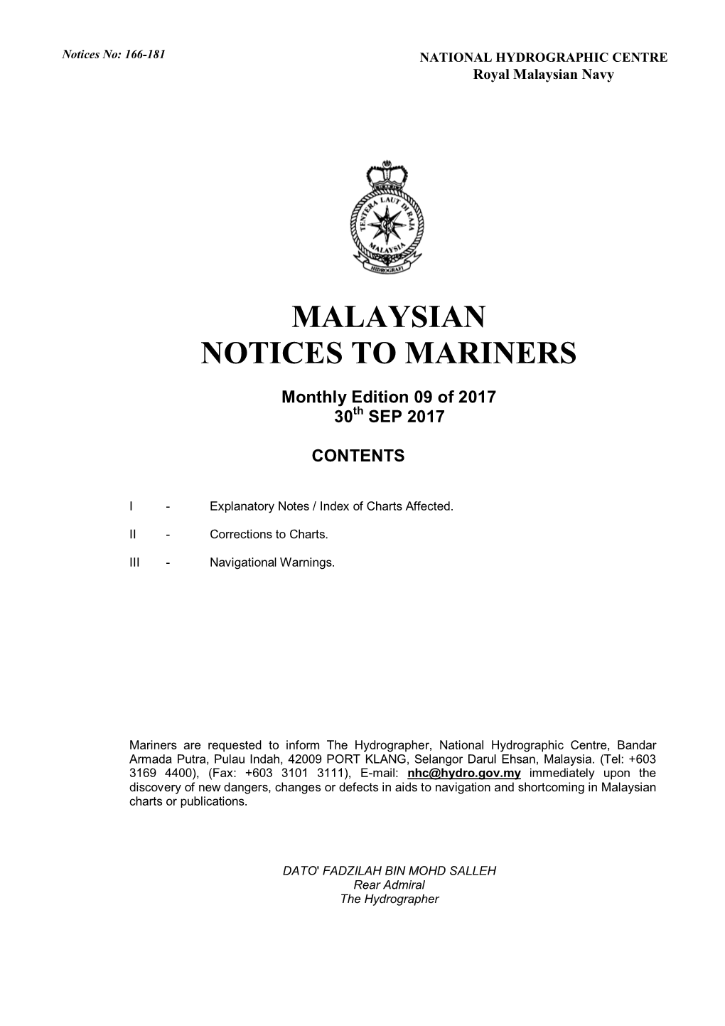 Malaysian Notices to Mariners