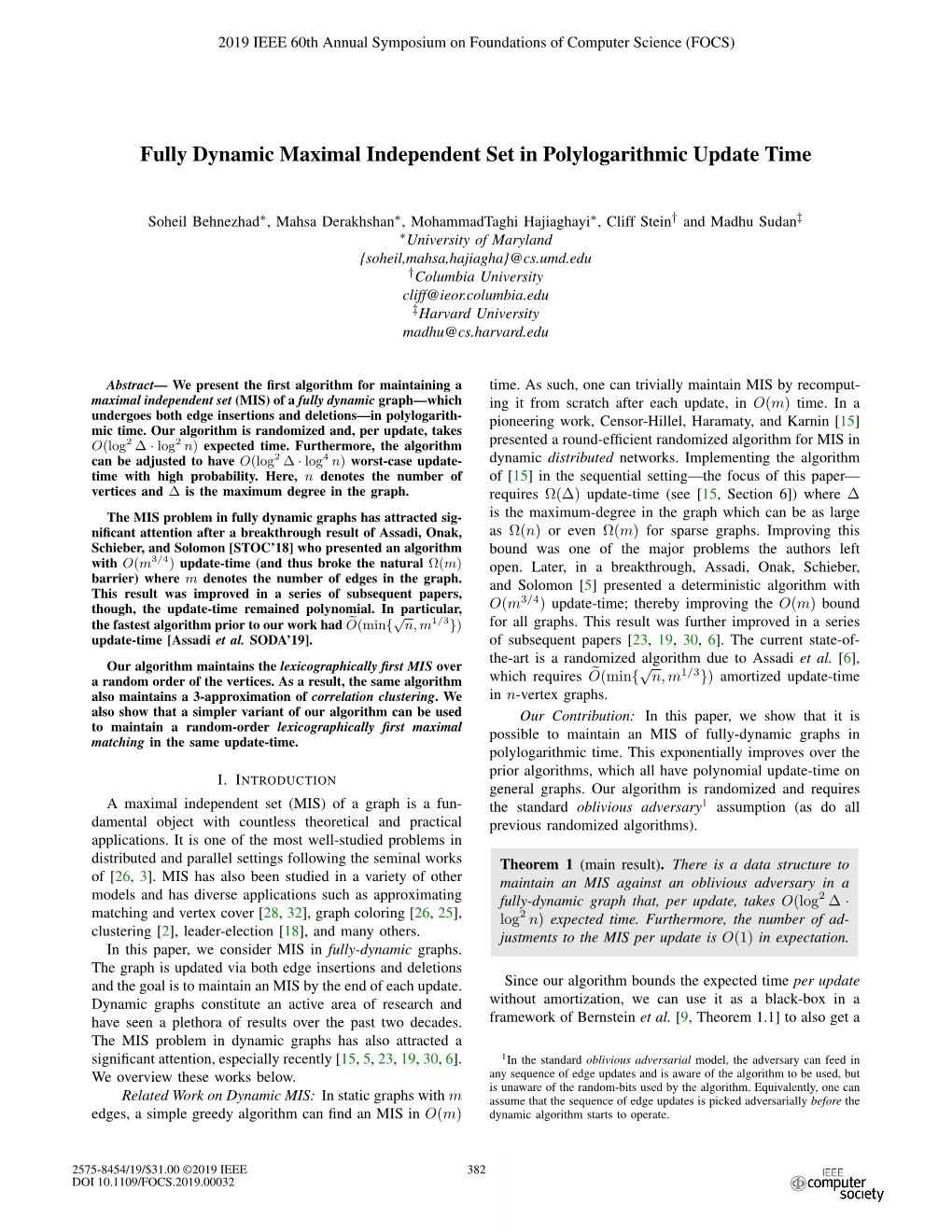 Fully Dynamic Maximal Independent Set with Polylogarithmic Update Time