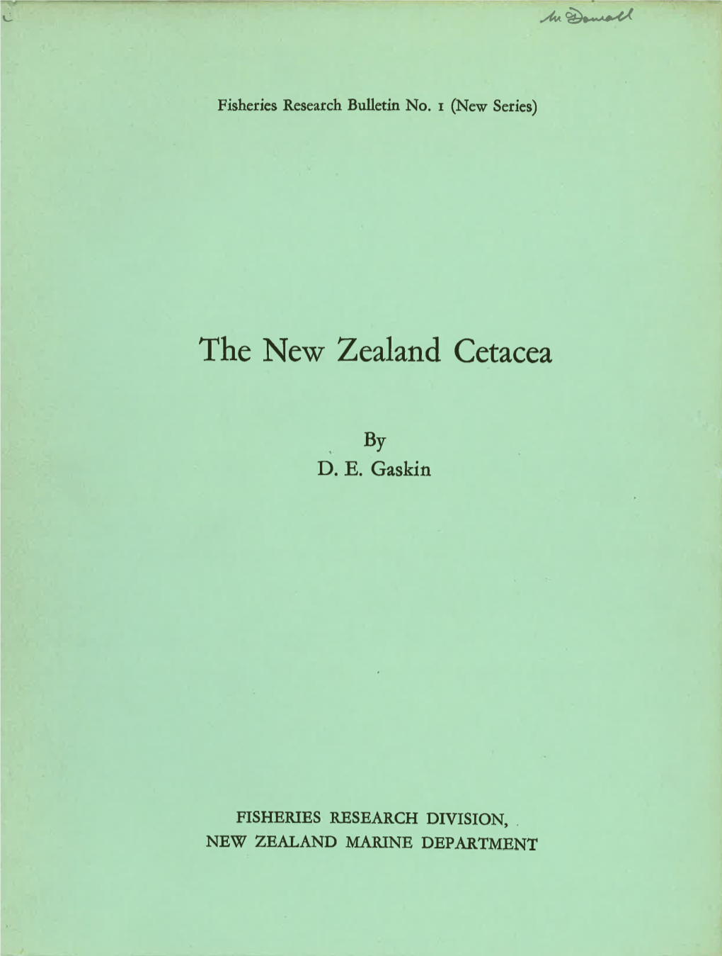 The New Zealand Cetacea