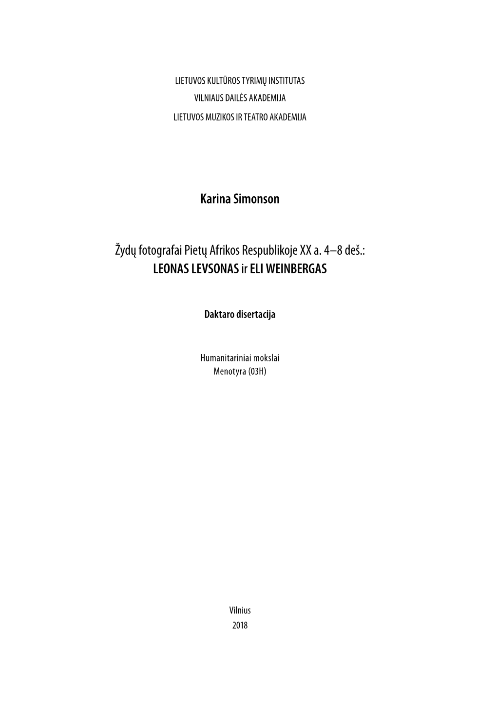 Karina Simonson Žydų Fotografai Pietų Afrikos Respublikoje XX A. 4–8 Deš