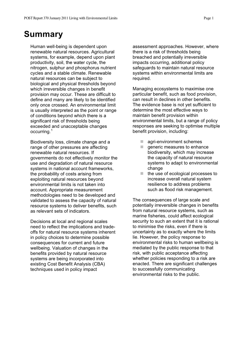 Environmental Limits Page 1