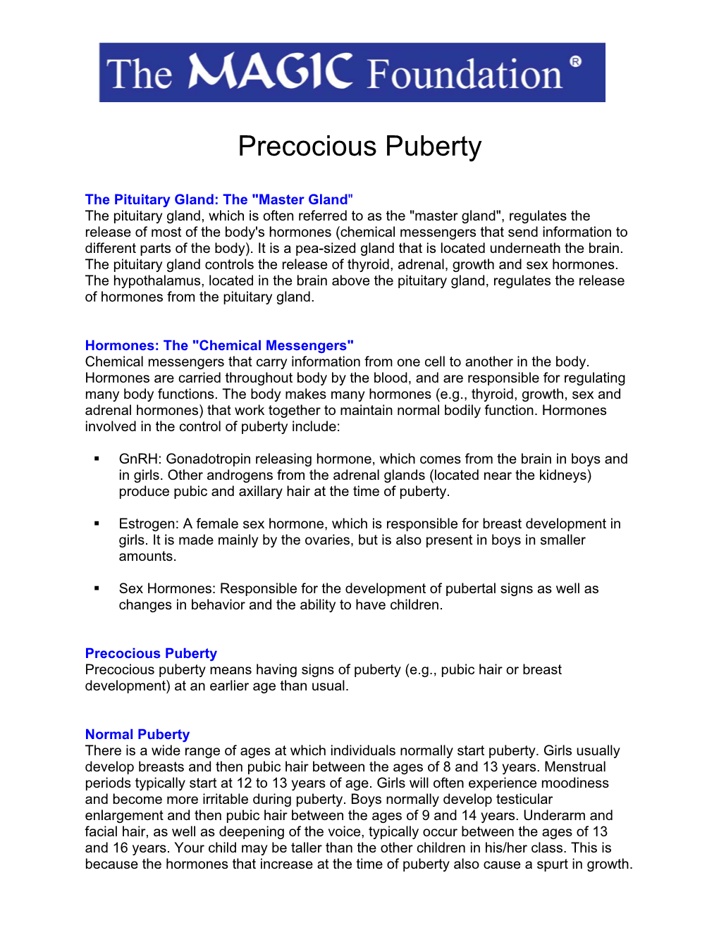 Precocious Puberty