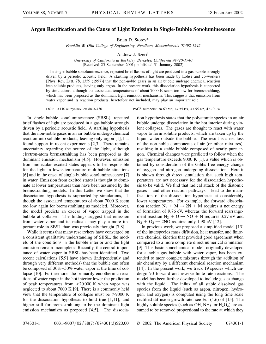 Argon Rectification and the Cause of Light Emission in Single-Bubble