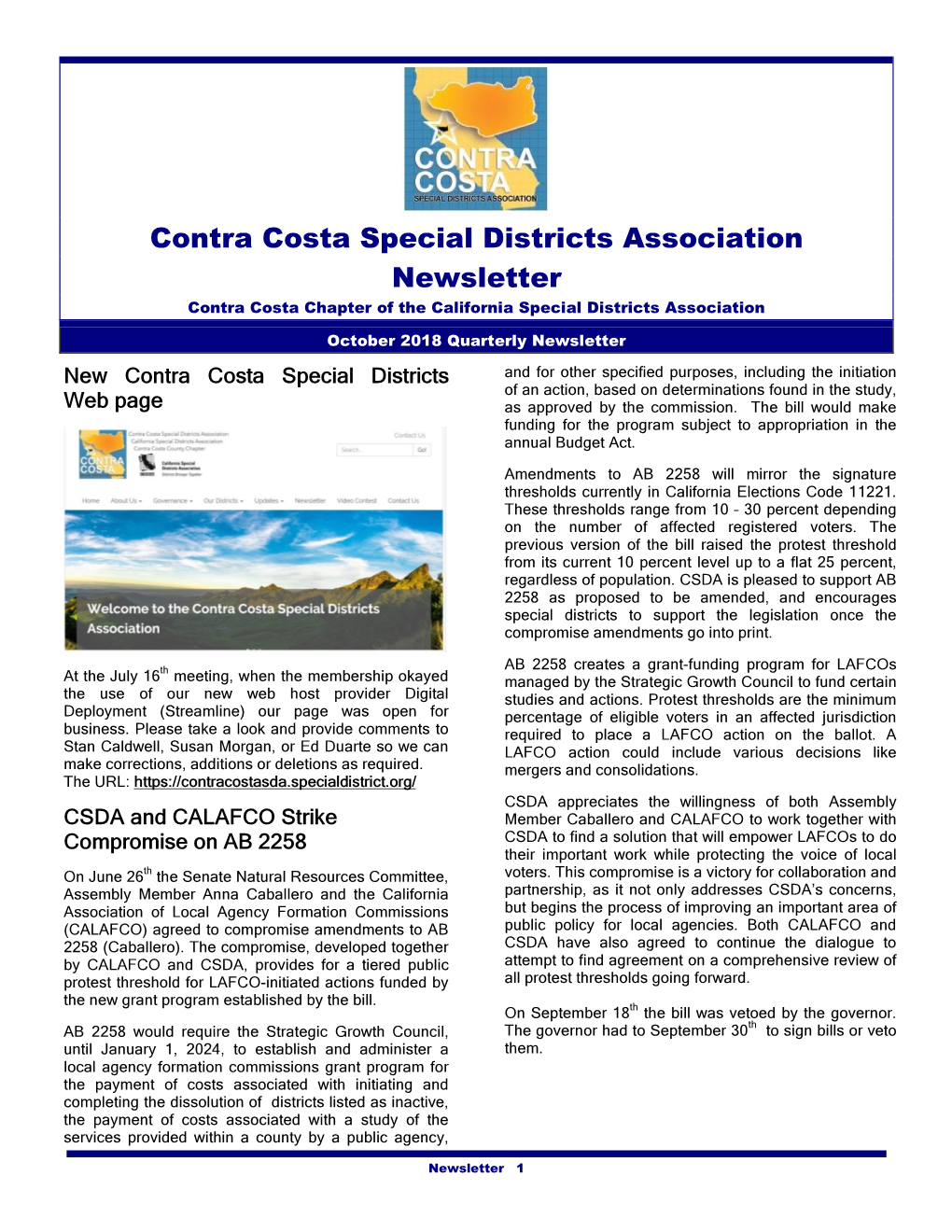 October 2018 CCSDA Newsletter Final