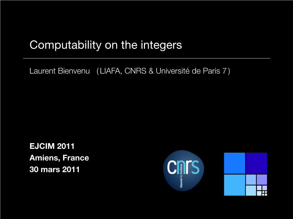 Computability on the Integers