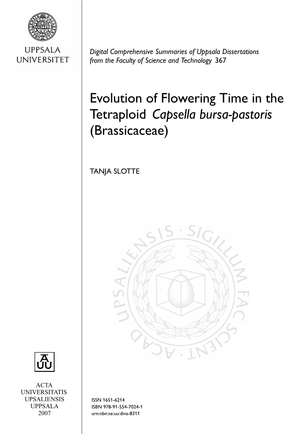 Evolution of Flowering Time in the Tetraploid Capsella Bursa-Pastoris (Brassicaceae)