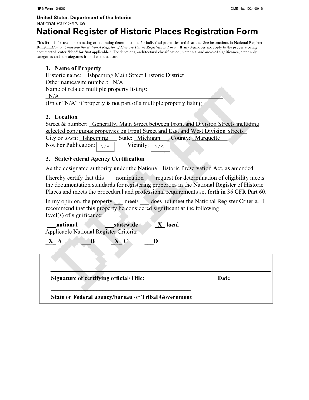 National Register of Historic Places Registration Form