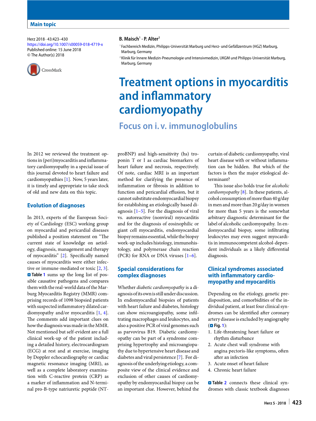 Treatment Options in Myocarditis and Inflammatory Cardiomyopathy