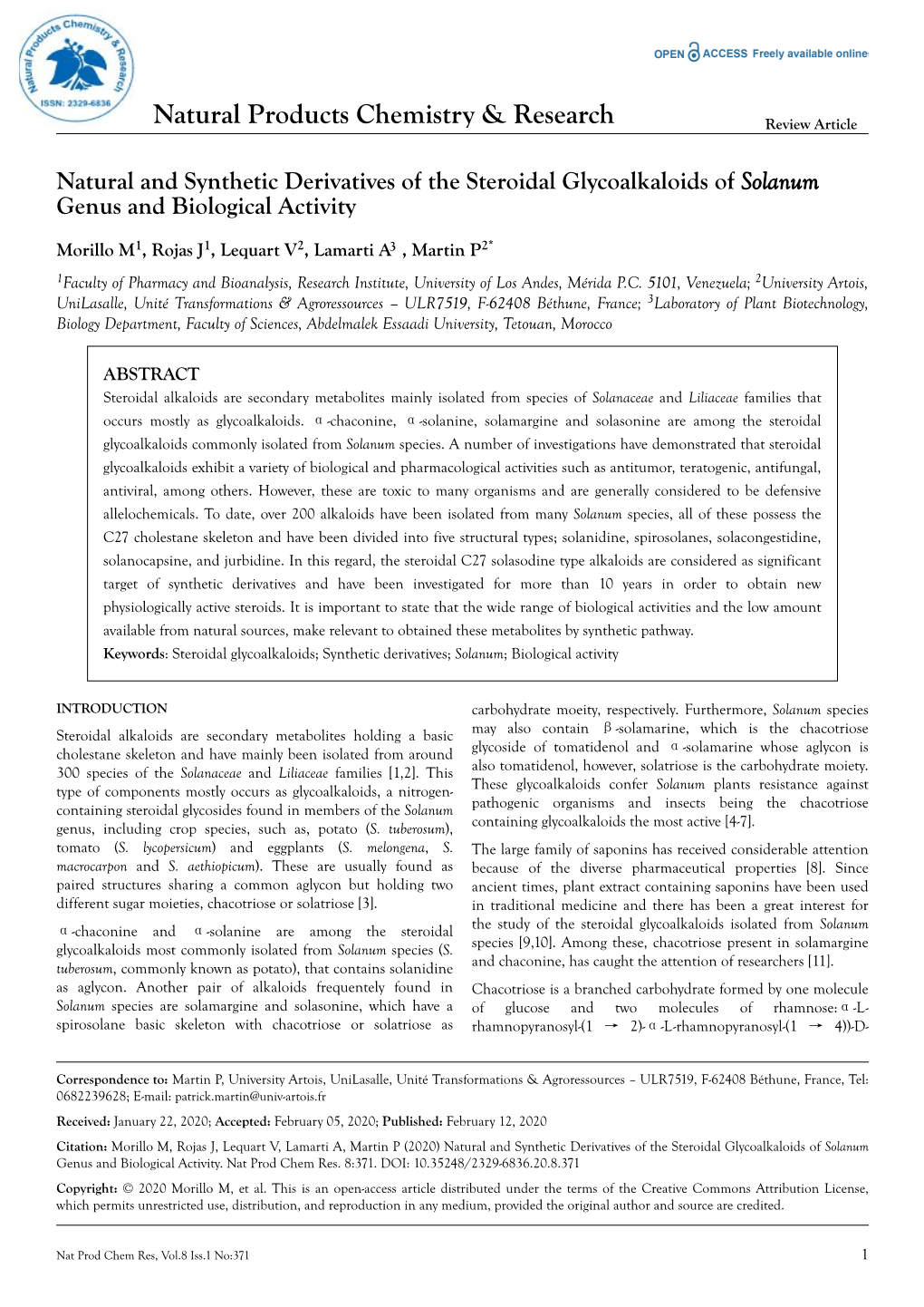 Natural and Synthetic Derivatives of the Steroidal Glycoalkaloids of Solanum Genus and Biological Activity