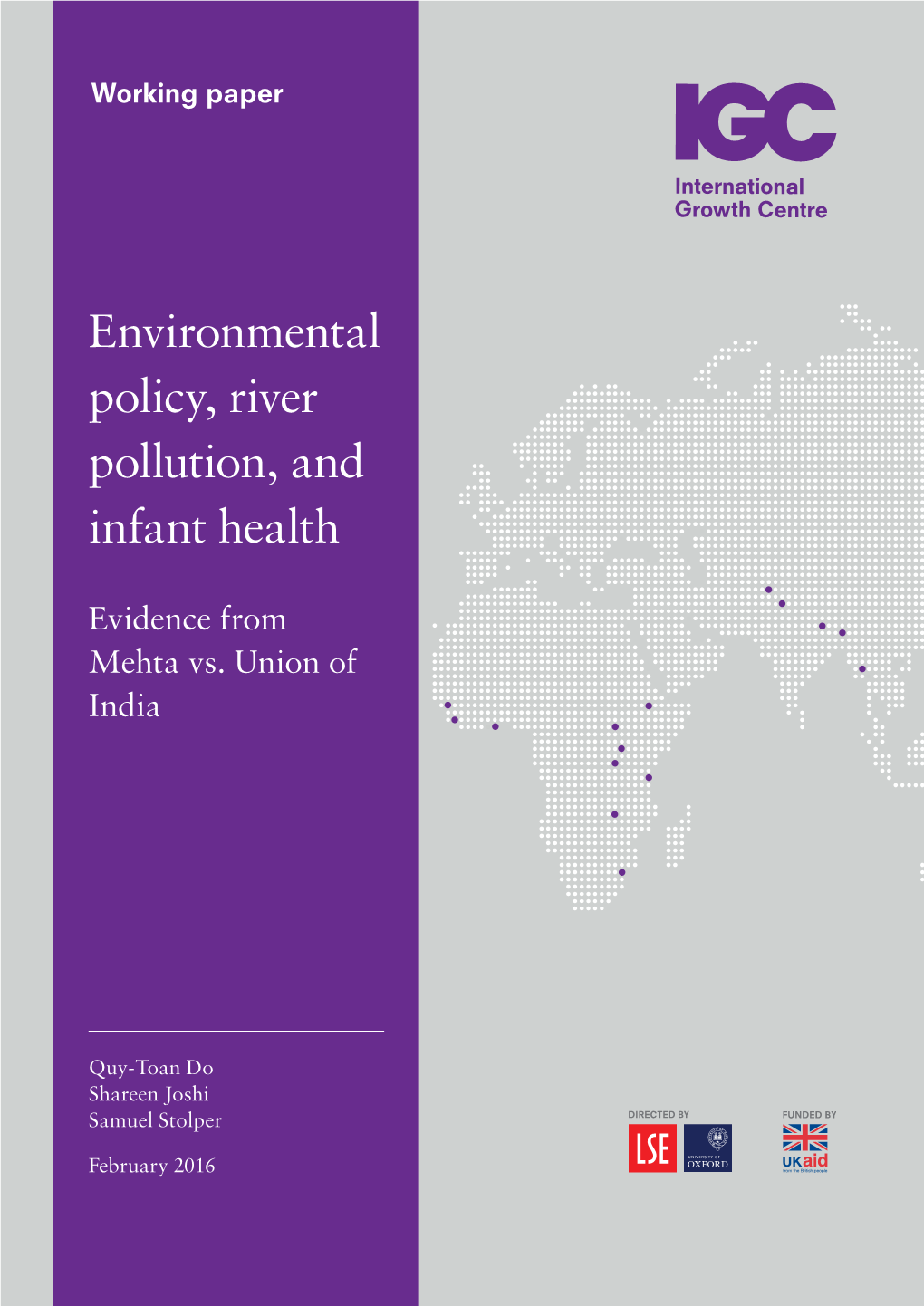 Environmental Policy, River Pollution, and Infant Health