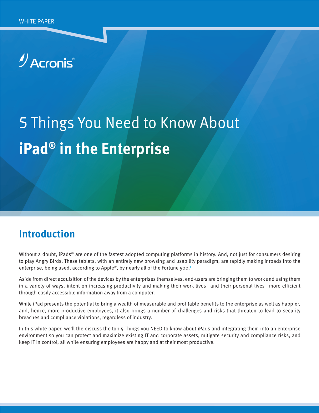 5 Things You Need to Know About Ipad® in the Enterprise