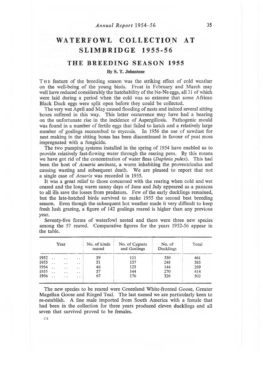 Waterfowl Collection at Slimbridge 1955-56