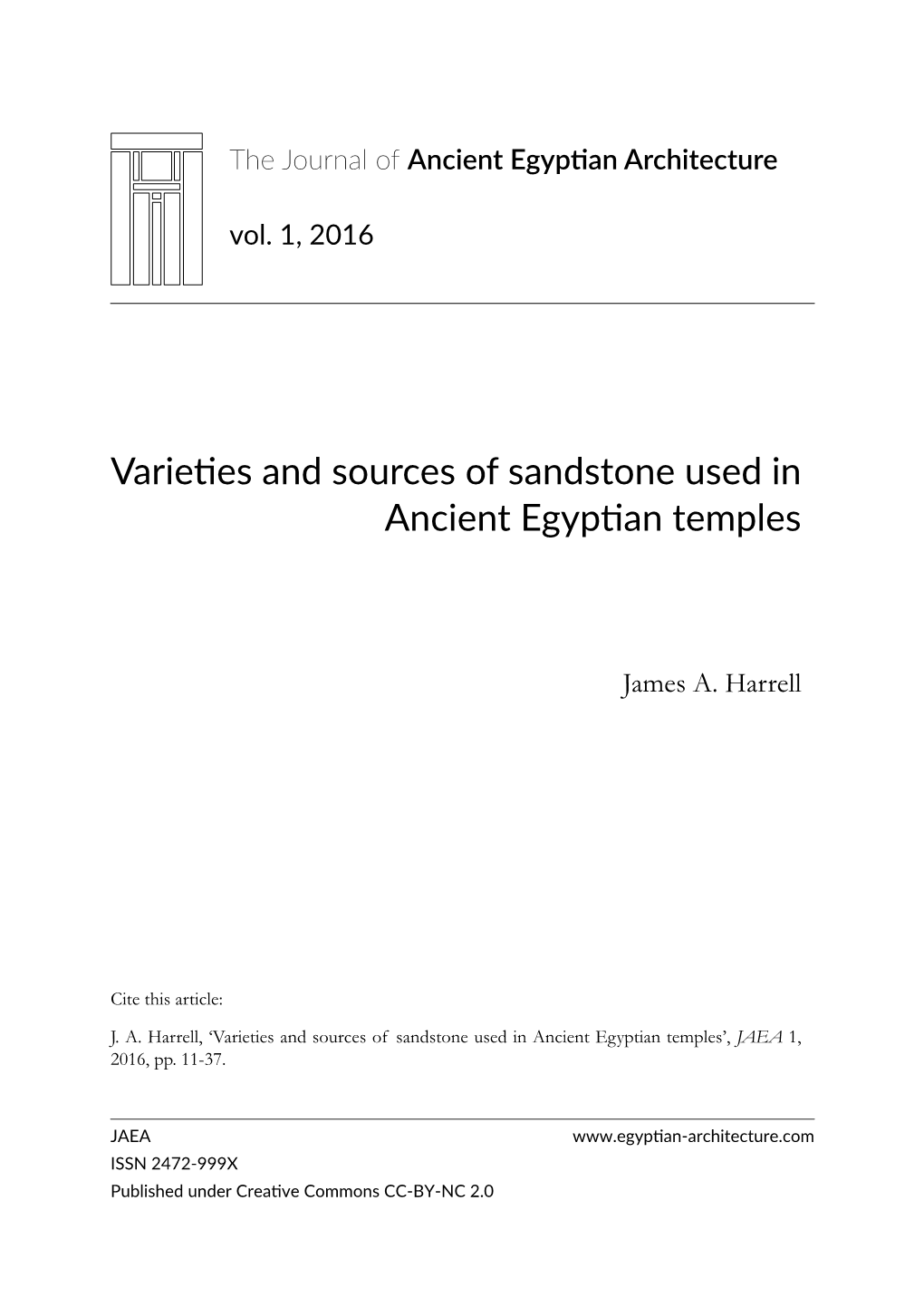 Varieties and Sources of Sandstone Used in Ancient Egyptian Temples