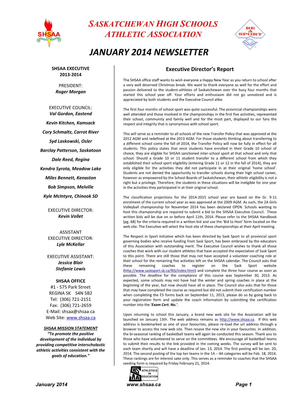 January 2014 Newsletter