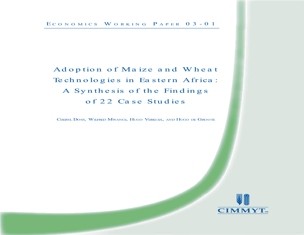 Adoption of Maize and Wheat Technologies in Eastern Africa: a Synthesis of the Findings of 22 Case Studies