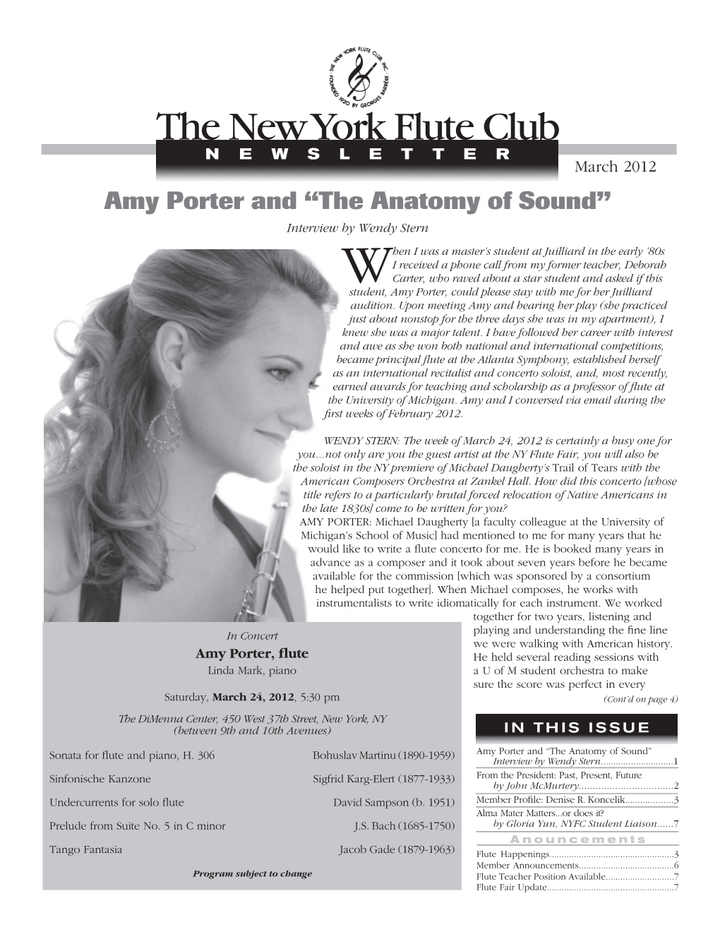 New York Flute Club Newsletter Interview 2012